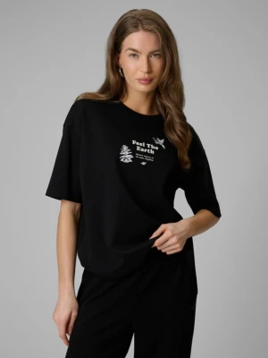 Zdjęcie produktu Damski t-shirt z nadrukiem 4F 4FRSS26TTSHF3704 - czarny