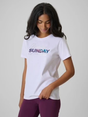 Damski t-shirt z nadrukiem 4F 4FRSS26TTSHF3793 - biały