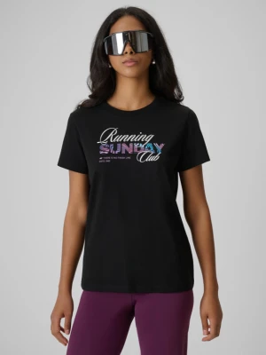 Damski t-shirt z nadrukiem 4F 4FRSS26TTSHF3793 - czarny