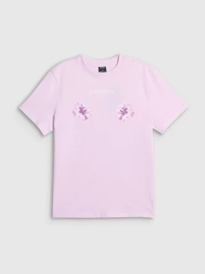 Damski t-shirt z nadrukiem 4F 4FRSS26TTSHF3882 - różowy