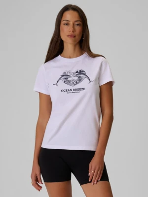 Damski t-shirt z nadrukiem 4F 4FRSS26TTSHF4019 - biały
