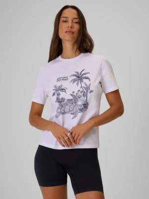 Damski t-shirt z nadrukiem 4F 4FRSS26TTSHF4020 - biały