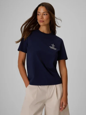 Damski t-shirt z nadrukiem 4F 4FRSS26TTSHF4021 - granatowy