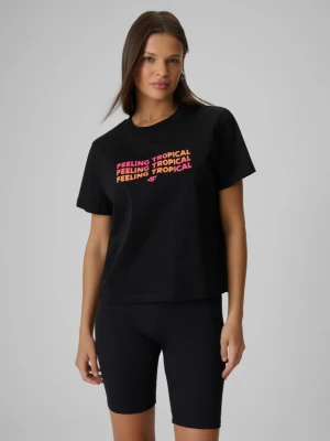 Damski t-shirt z nadrukiem 4F 4FWSS26TTSHF2720 - czarny