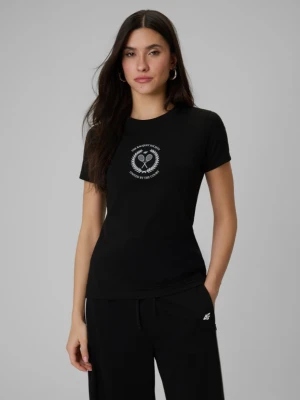 Damski t-shirt z nadrukiem 4F 4FWSS26TTSHF2723 - czarny