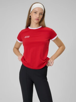 Damski t-shirt z nadrukiem 4F 4FWSS26TTSHF2725 - czerwony