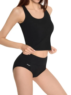 Damski top czarny bawełniany bez rękawów krótki sportowy Crop tank top POUPEE