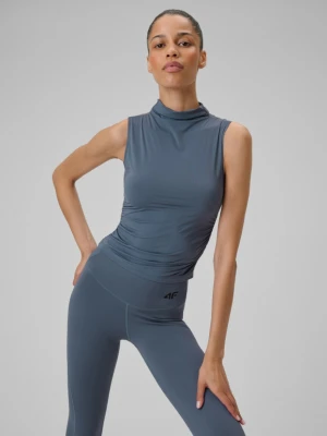 Damski top do jogi 4F 4FWSS26TFSLF0885 - denim