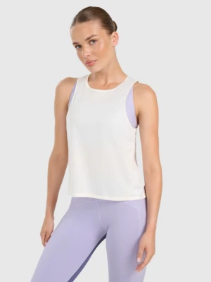 Damski top treningowy 4F 4FWAW25TFSLF572 - beżowy