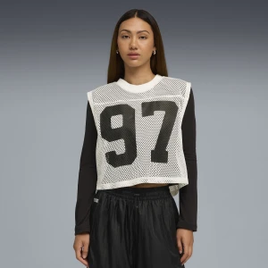 Damski top z siateczki o luźnym kroju PUMA × ROSÉ, Odzież, Biały,