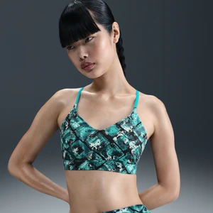 Damski usztywniany stanik sportowy z nadrukiem zapewniający lekkie wsparcie Nike Indy x NorBlack NorWhite - Zieleń