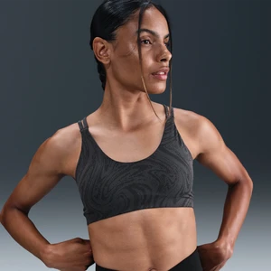 Damski usztywniany stanik sportowy z nadrukiem zapewniający lekkie wsparcie Nike Zenvy - Czerń