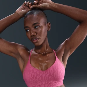 Damski usztywniany stanik sportowy z regulacją i nadrukiem zapewniający lekkie wsparcie Nike Indy - Fiolet