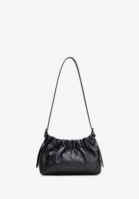 Damski worek ze skóry naturalnej mini z dżetami czarny Wittchen