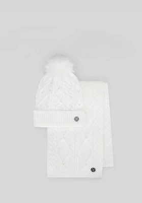 Damski zestaw zimowy w ozdobne perły biały Wittchen