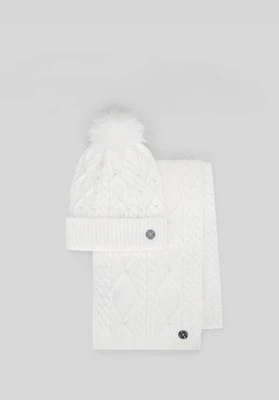 Damski zestaw zimowy w ozdobne perły biały Wittchen