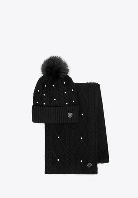 Damski zestaw zimowy w ozdobne perły czarny Wittchen