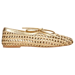 Złote ażurowe baleriny damskie z kokardka 44062-88 Wojas