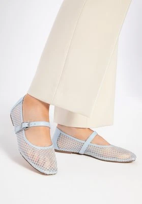 Damskie baleriny z błyszczącymi akcentami niebieskie Wittchen