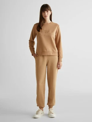Damskie beżowe spodnie dresowe z logo GANT