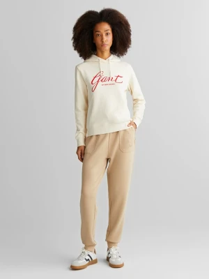 Damskie beżowe spodnie dresowe z ozdobnymi kieszeniami GANT