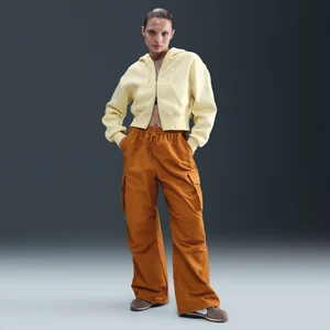 Damskie bojówki z tkaniny o kroju oversize ze średnim stanem Nike Sportswear - Brązowy
