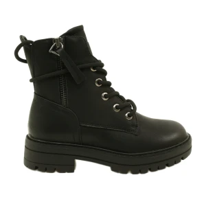 Damskie botki ocieplone futrem Miss 23DZ35-4226 czarne