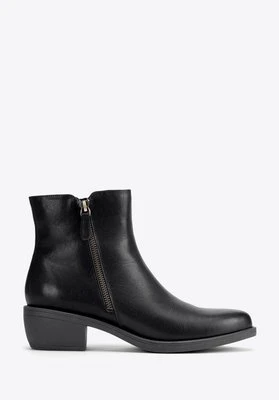 Zdjęcie produktu Damskie botki skórzane klasyczne czarne Wittchen