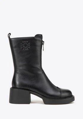 Damskie botki skórzane z monogramem czarne Wittchen