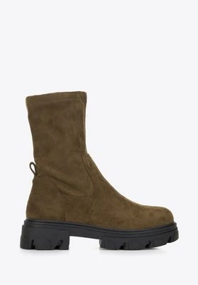 Damskie botki z elastyczną cholewką zielone Wittchen