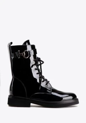 Damskie botki ze skóry lakierowanej czarne Wittchen