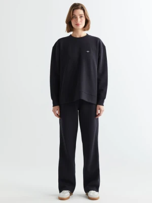 Damskie czarne spodnie dresowe z bawełnianej piki GANT