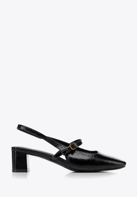 Damskie czółenka Mary Jane na niskim słupku czarne Wittchen