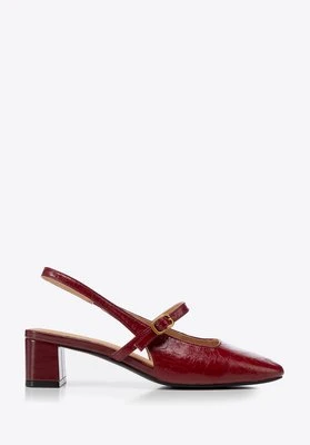 Damskie czółenka Mary Jane na niskim słupku czerwone Wittchen