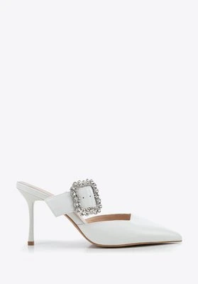 Damskie czółenka ze skóry na szpilce białe Wittchen