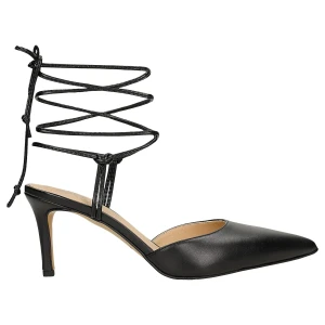 Czarne wiązane czółenka damskie z noskiem w szpic 35168-51 Wojas