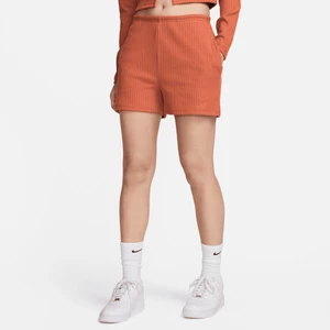 Damskie dopasowane spodenki z wysokim stanem 7,5 cm Nike Sportswear Chill Knit - Pomarańczowy