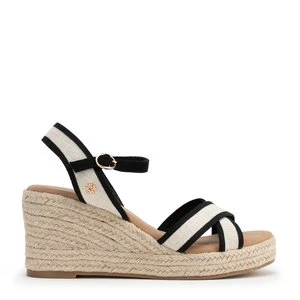 Damskie espadryle na koturnie beżowo - czarne Wittchen