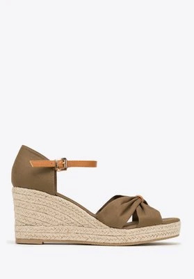 Damskie espadryle z kokardą z przodu khaki Wittchen