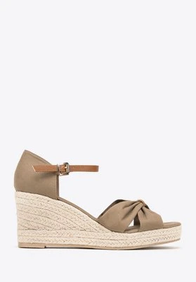 Damskie espadryle z kokardą z przodu khaki Wittchen
