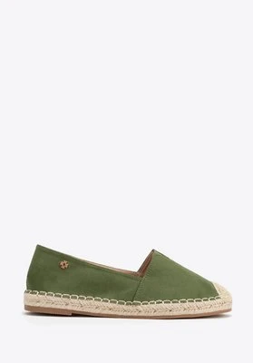 Damskie espadryle z plecionym noskiem zielone Wittchen