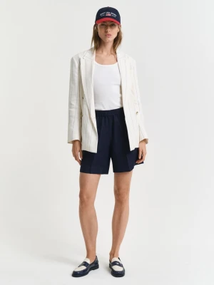 Damskie granatowe lniane szorty damskie o luźnym kroju GANT