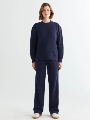 Damskie granatowe spodnie dresowe z bawełnianej piki GANT