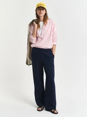 Damskie granatowe spodnie o luźnym kroju z mieszanki lnu i wiskozy GANT