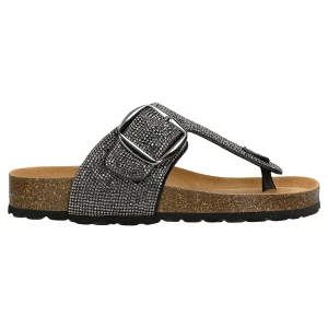 Japonki z cyrkoniami na korkowej podeszwie 74145-11 Wojas