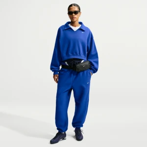 Damskie joggery o kroju oversize z wysokim stanem Nike Studio Fleece Heavyweight - Niebieski
