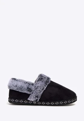 Damskie kapcie z futerkiem czarne Wittchen