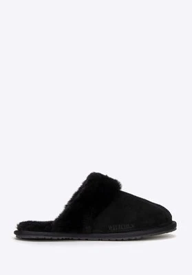 Damskie kapcie ze skóry zamszowej czarne Wittchen