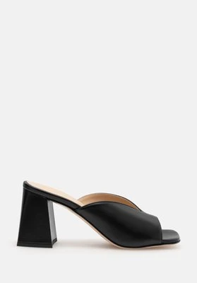 Damskie klapki na słupku ze skóry naturalnej czarne Wittchen