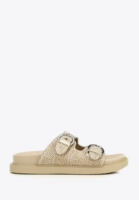 Damskie klapki plecione beżowe Wittchen
